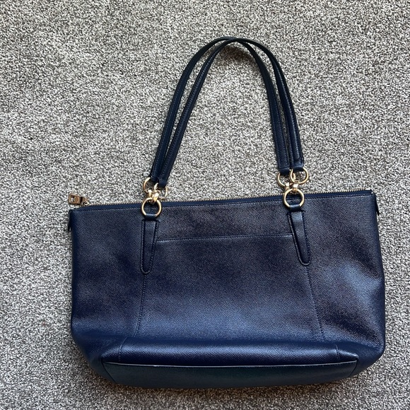 Coach Ava Crossgrain Leather Tote Navy GUC F57526 - Picture 2 of 10